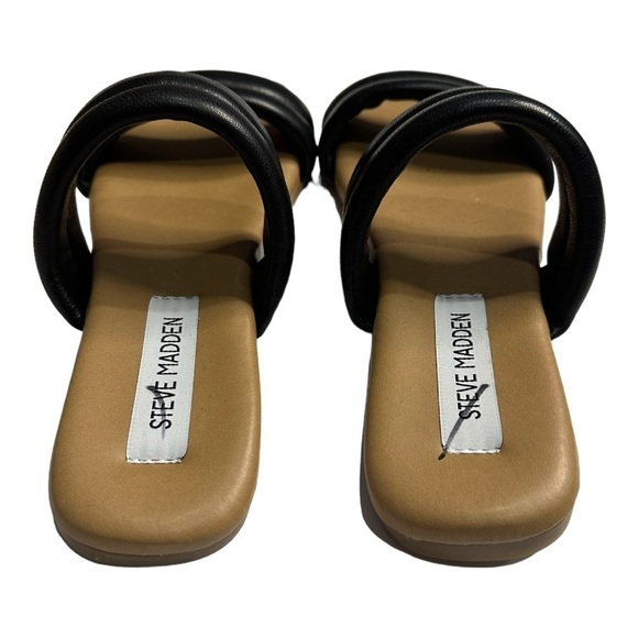 STEVE Madden Wizen Dual Textured Black and Tan Leather Sandals Size 7 - Picture 4 of 6